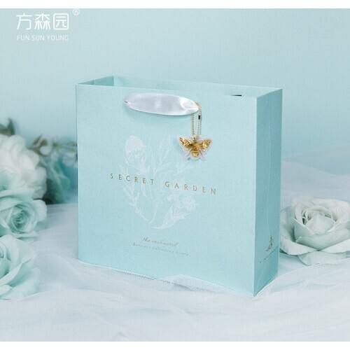5pcs spring blue candy paper packaging flower gift box коробка упаковка gift bag wedding clothing cosmetics perfume Paper bags