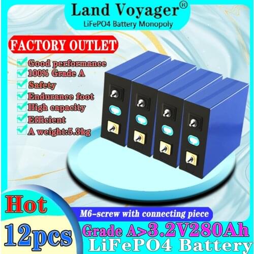 12PCS 3.2V280AH LIFEPO4 battery cell 2021 new Rechargeable Batteries Lithium iron for 36V 280AH for RV SOLAR EV EU US TAX FREE