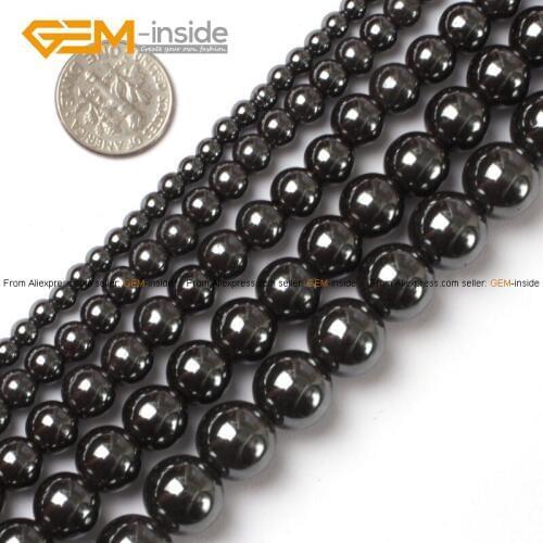 Gem-inside 2-16mm Natural Stone Beads Round Black Hematite Healing Beads For Jewelry Making Beads 15'' DIY Beads Jewelery