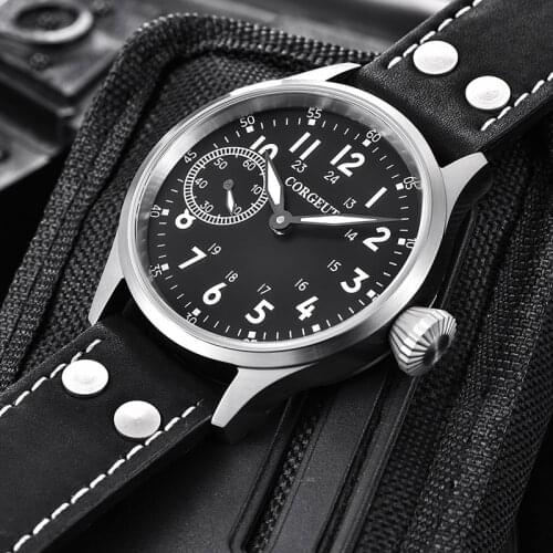 CORGEUT Brand 2021 44mm Mens Seagull Movement Mechanical Watch Sapphire Watch Luminou Manual Winding 316L Pilot Watch 2017A