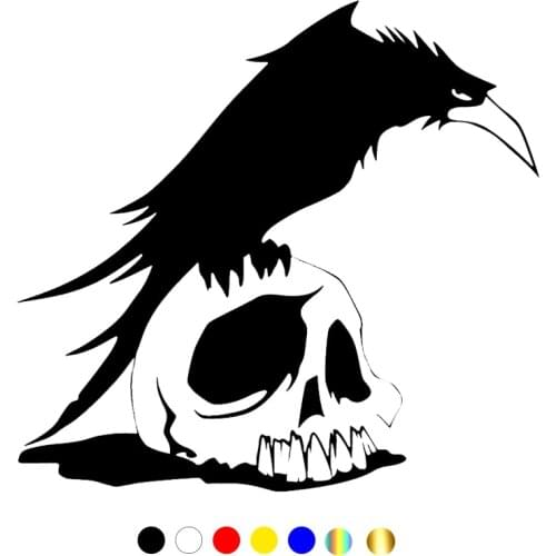 CS-10587# Vinyl Decal Raven and Skull Car Sticker Waterproof Auto Decors on Truck Bumper Rear Window