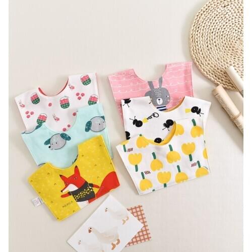 Infant Baby Bibs Cotton Squre Burp Cloths Cartoon Print Color Scarf Bibs For Children Baby Stuff