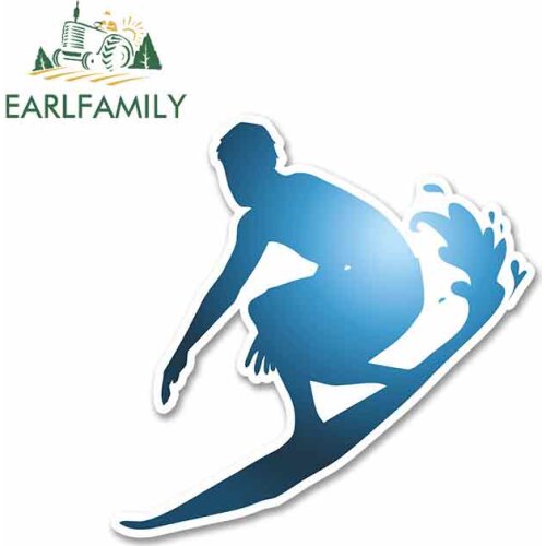 EARLFAMILY 13cm x 13cm Surfer Wave Surf Beach Fun Car Bumper Window Sticker Fashion Decals Vinyl Material Creative Decal