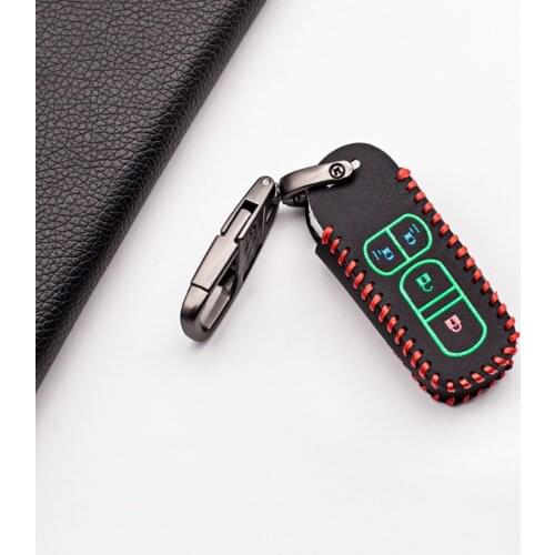 Smooth Luminous Motorcycle Soft Texture Leather Keychain Bag Cover For Honda n-a N-BOX wagon N Plus 2018 Remote Key Case
