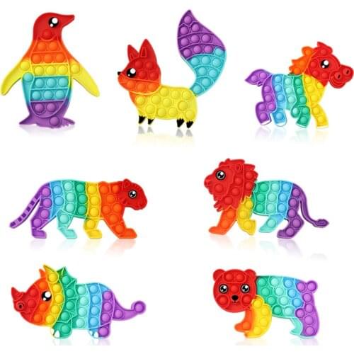 50pcs/lot Toy To Relieve Autism Rainbow Pop Fidget Stress Relief Squeeze Toys for Kid Anti Stress Game Simple Dimple Fidget