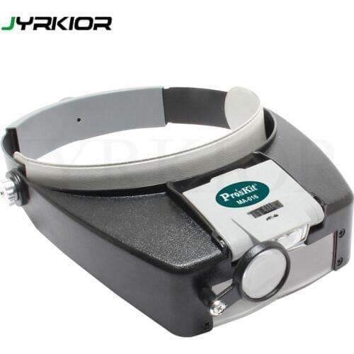 Jyrkior Mobile Phone Mainboard BGA Maintenance Magnifying Headset Illuminated Multi-Power LED Flip in Headband Magnifier Glass