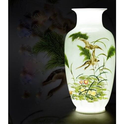 Chinese Jingdezhen Traditional Porcelain Vase Antique Flower bird Vintage Ceramic Vase Desk Accessories Crafts gifts