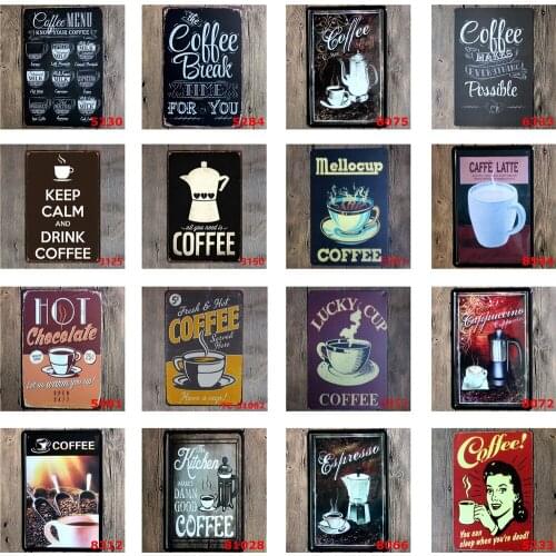 Coffee Makes Everything Possible Vintage Metal Tin of Keep Calm and Drink Coffee Lucky Cup Restaurant Cafe Classic Decoration