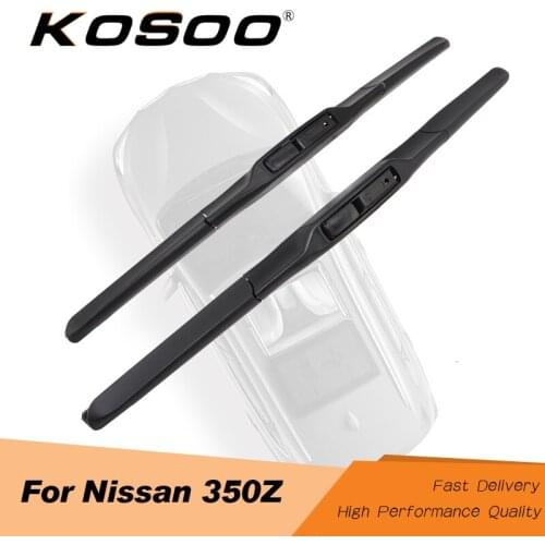 KOSOO For NISSAN 350Z Fit J Hook Arm 2003 2004 2005 2006 2007 2008 Auto Natural Rubber Wiper Blades Clean The Windshield Styling