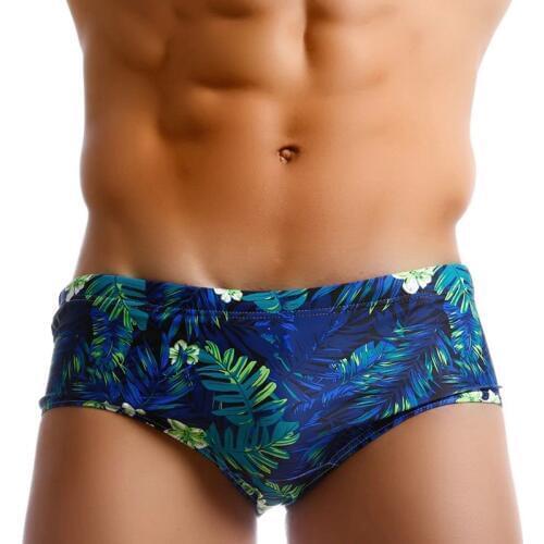 2020 Leaf Print Mens Swim Brief Bikini Gay Swimwear Men Waterproof Swimming Trunks Surf Summer Beach Pant Sexy Swimsuit Shorts