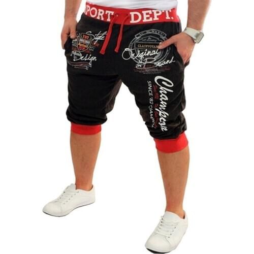 ZOGAA Summer Men Casual Shorts Boys Knit Length Letter Printed Sweatpants Male Loose Workout Jogger Fitness Streetwear 2019 New