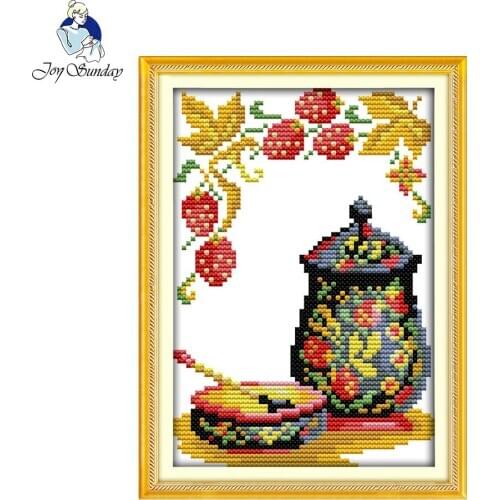 Joy Sunday Coloured Pottery Counted Cross Stitch 11CT14CT Cross Stitch Kits Embroidery for Home Decor Needlework Cross-stitching