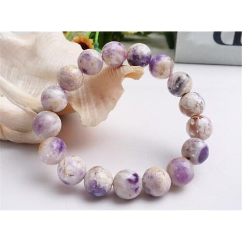 Natural Purple Opal Gems Stone Bracelets For Women Female Stretch 12mm Crystal Round Bead Bracelet Drop Shipping