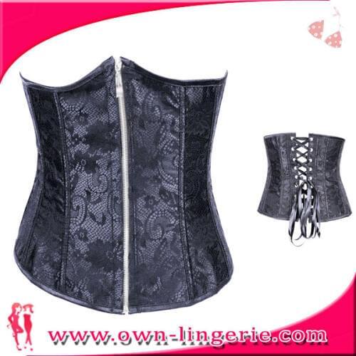 New arrivals Free shipping 2014 Fashion Black Brocade Corset top Punk Corset Studs Gothic shapewear