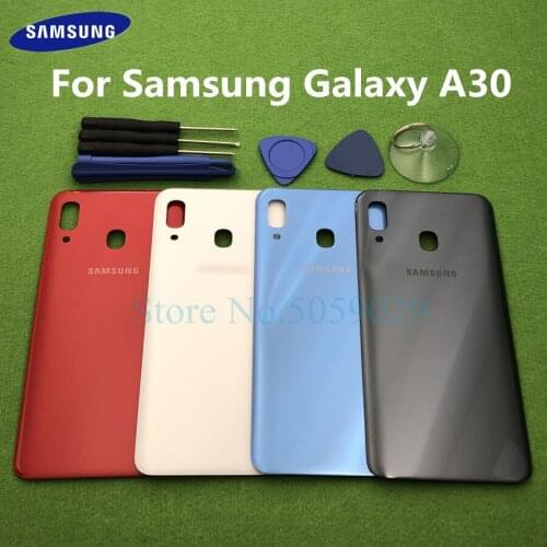 Original A30 Back Battery Cover Glass Housing For Samsung Galaxy A30 A305 A305F SM-A305F Battery Door Rear Glass Case + Tools