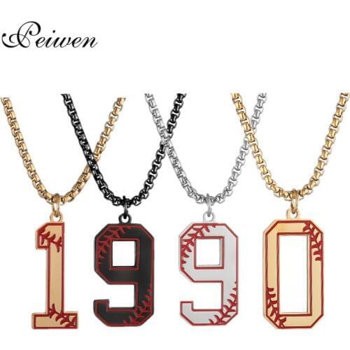 Baseball number Necklace Stainless Steel Pendants 0-9 Digital Charm Chain Necklace Men Women Basketball Choker Fashion Jewelry
