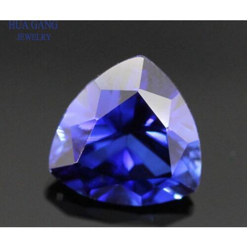 34# Blue Stone Trillion Shape Princess Cut Synthetic Corundum Gems stone For jewelry Size 3x3~12x12mm Free Shipping
