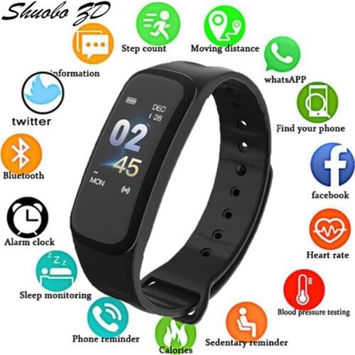 ShuoboZD C1Plus Smart Bracelet Color Screen Blood Pressure Fitness Tracker Heart Rate Monitor Smart Band Sport for Android IOS