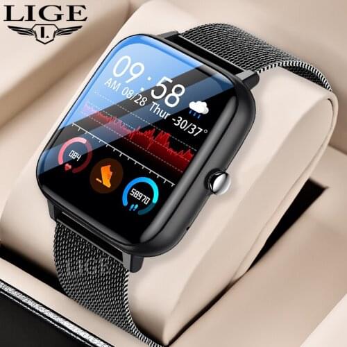 LIGE 2021 Smart Watch Men Women Full Touch Blood Pressure Monitor Fitness Tracker Sport Smartwatch For Android IOS Smart Clock