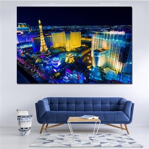 USA Las Vegas Night Scene Painting City Landscape Posters And Prints Decorative Wall Art Pictures For Living Room Home Decor