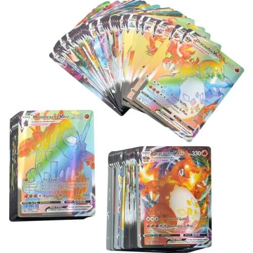 TOMY Pokemon French Card Does 40-120Pcs TAG GX VMAX Team Shiny Card Trading Energy Holographic Playing Card Game Card