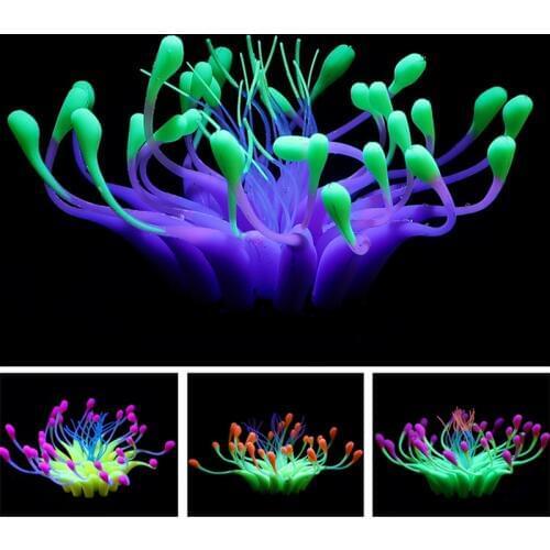 Silicone Aquarium Artificial Plant Coral Decoration Underwater Cute Fish Tank Glowing Coral Grass Ornament