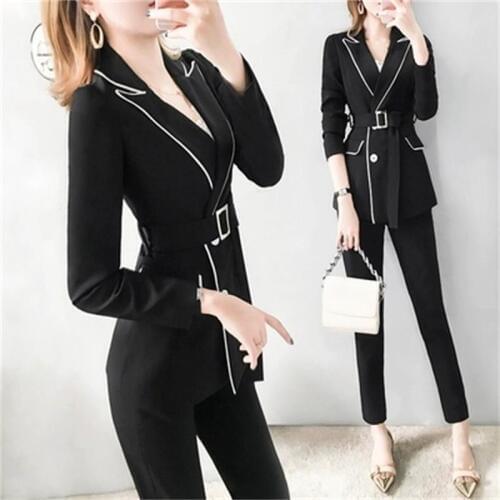 Fashion small suit suit female New High end women spring Korean casual fashion temperament waist British two-piece suit women