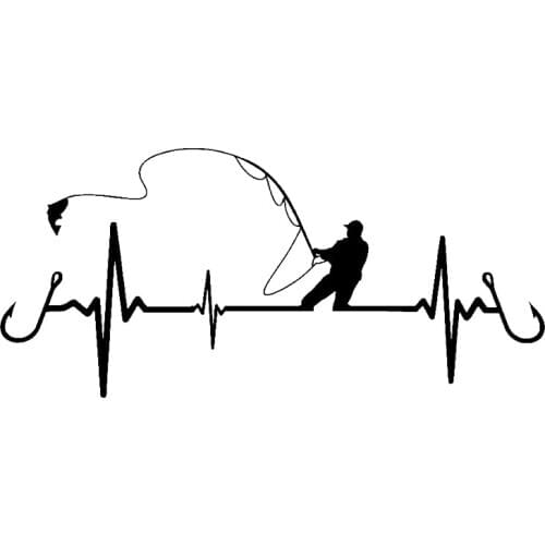 18*8cm Fishing Vinyl Decals Heartline Funny Car Window Bumper Novelty JDM Drift Vinyl Decal Sticker