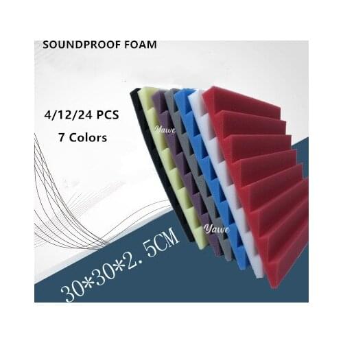 4/8/12/24Pcs 300x300x25mm 7Colors Studio Acoustic Foam Soundproof Foam Sound Absorption Treatment Panel Sound Protective Sponge