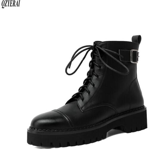 QZYERAI Autumn winter Genuine leather Female boots Riding boots fashion Womens boots Head layer cowhide Womens shoes