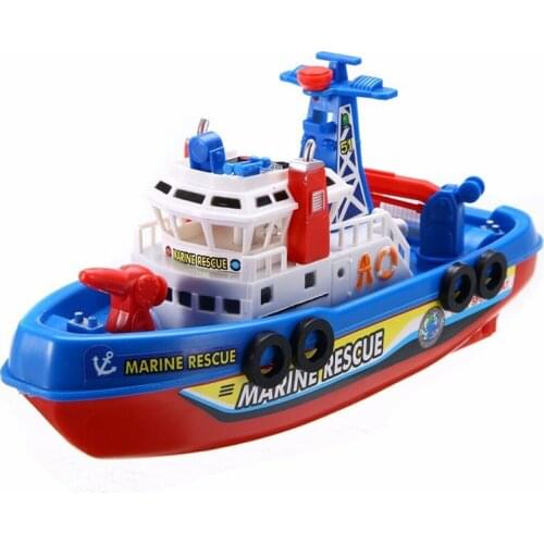 Baby Bathing Toy LED Rescue Boat Squirt Rides Water Squirting Ship Model Ships Fireboat Children Educational Toys
