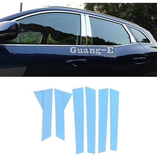 For Renault Kadjar 2016 2017 2018 2019 Car Body Stainless Steel Glass Window Garnish Pillar Middle Column Strip Trim Hoods 6pcs