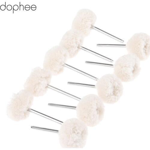 Dophee 10Pcs Dremel Accessories 25mm Fine Wool Polishing Buffing Wheels 3mm Shank Jewelry Metals Grinding Wheels for Rotary Tool