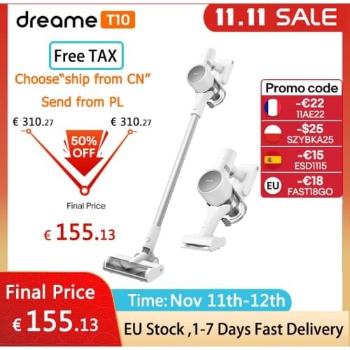 EU Stock Dreame T10 Cordless Vacuum Cleaner 60 Mins Time 20Kpa Suction Vacuum Cleaner 8-Layer Noise Reduction Handheld Vacuum