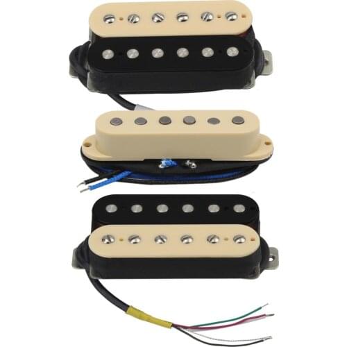 FLEOR 3PCS Alnico 5 Electric Guitar Humbucker Pickups Zebra +Single Coil Pickup for HSH Guitar Parts