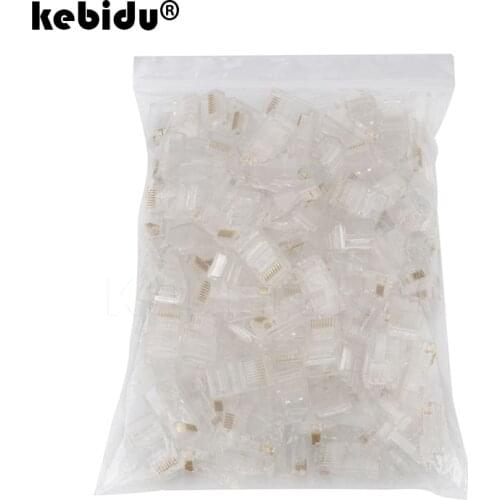 Hot Sale 100PCS RJ45 RJ-45 Ethernet Cables Module Plug Network Connector for UTP Cat5 Cat5e Network Cable Crystal Heads 8P8C