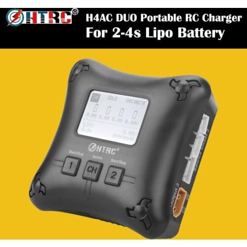 Good Quality HTRC H4AC DUO 20W x2 2A x2 Mini Portable RC Charger for 2-4s Lipo Battery Charging with AC Adapter EU/US Plug
