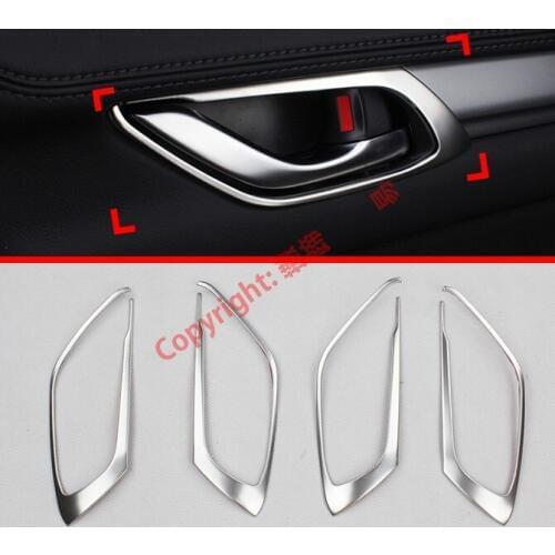 ABS Pearl Chrome Interior Car Decoration Door Handle Cover Trim Molding For Mazda CX-5 2017 2018 2019