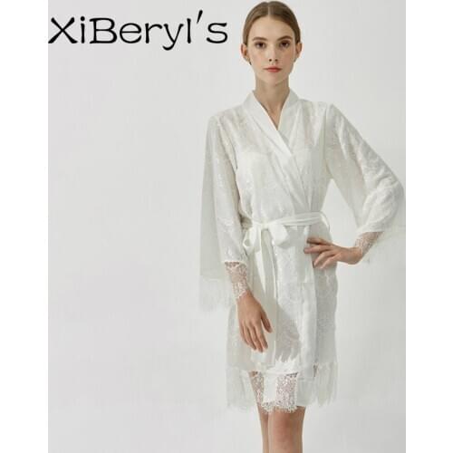 XiBeryls Beautiful France Lace Bride and Bridesmaid Robe With Lining Inside For Wedding Party