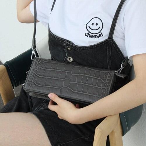 Crocodile stripe underarm bag retro single-shoulder soft leather organ bag cross-body dual-use bag