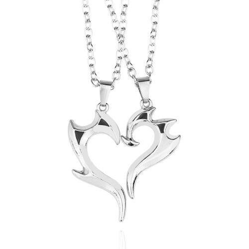 2PCS Trendy Best Friend Necklace Jewelry Love Heart Pendant Dragon Necklaces Couples Necklace For Lovers' Gift Men Women