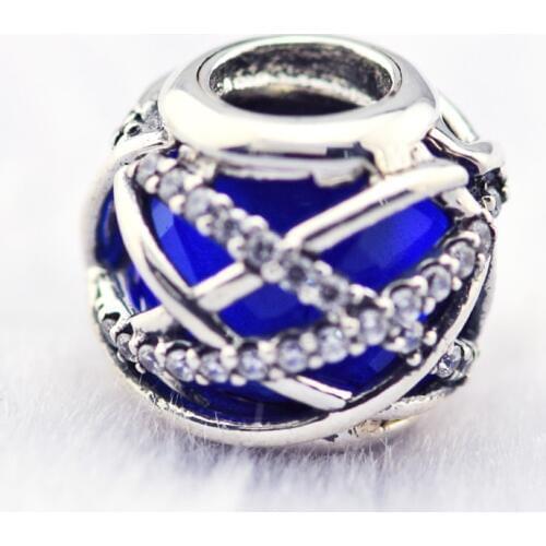 Fashion Jewelry Making Galaxy Charm Royal Blue Crystal Sterling Silver Beads For Woman Fits Original 925 Silver Bracelets