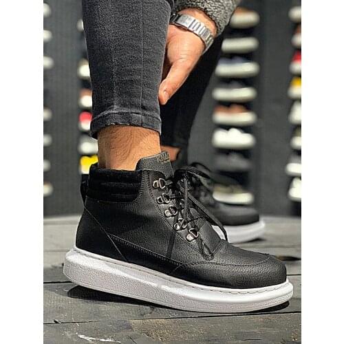 Knack High Sole Men 'S Winter Boots Leather Men 'S Ankle Boots Black Casual Daily Men 'S Rain Boots Big size 40-44