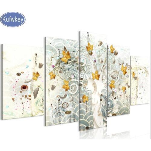 Multi-pictures diamond painting mosaic full embroidery 5pcs"Rich tree"Rhinestones full square/round drills wedding decoration