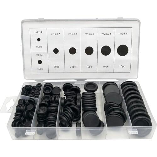 170Pcs Rubber Grommet Firewall Hole Plug Set Electrical Wire Gasket Kit For Car With Plastic Box
