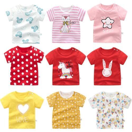 New Baby Summer Short Sleeved Clothes Cotton T Shirt 1-4 Years Children Soft Cartoon Unicorn Tops Cute Appliqued Girl Shirt Coat