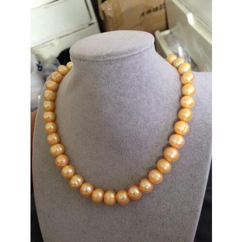 HUGE 12-13MM Australian south sea golden pearl necklace 18inch