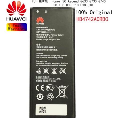 100% Orginal Huawei HB4742A0RBC HB4742A0RBW 2300mAh Battery For HUAWEI Honor 3C Ascend G630 G730 G740 H30-T00 H30-T10 H30-U10