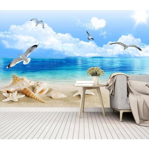 Custom photo wallpaper 3d wallpaper for walls 3 d Mediterranean seaside landscape murals TV background wall papers living room