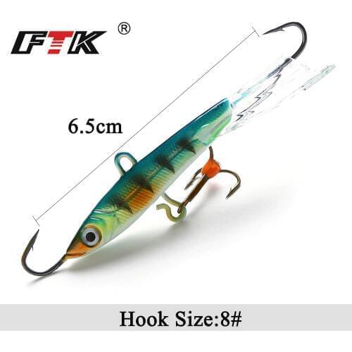 FTK Winter Ice Fishing Lure 1pc 22g/80mm Movable Fishing Bait Fish Hook Ice Balancing Jigs Ice Jigging Winter Fishing Lures